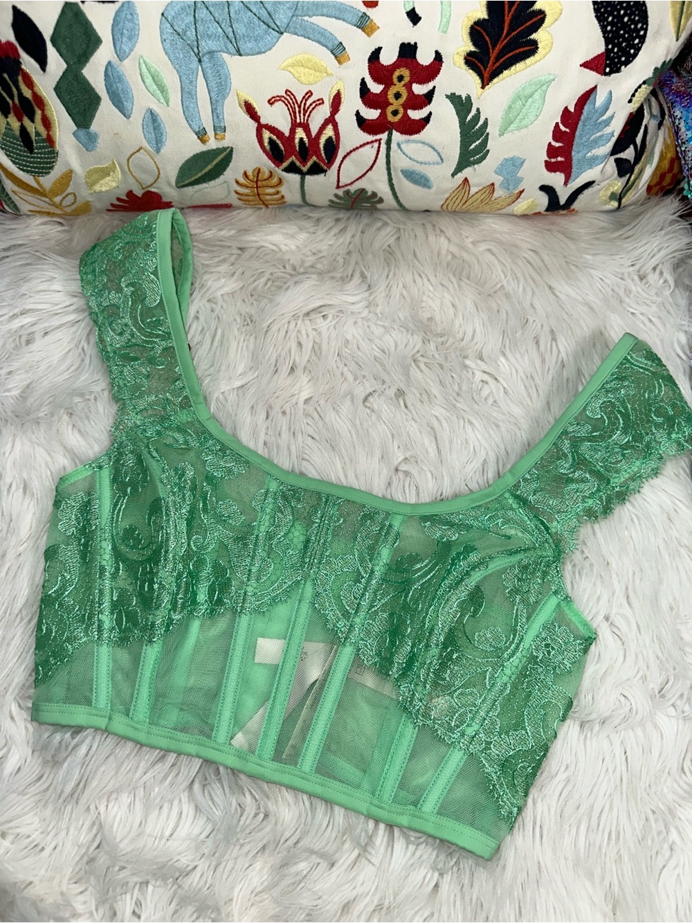 VS • Dream Angels Boho Floral Embroidery Cap Sleeve Corset Bra Top